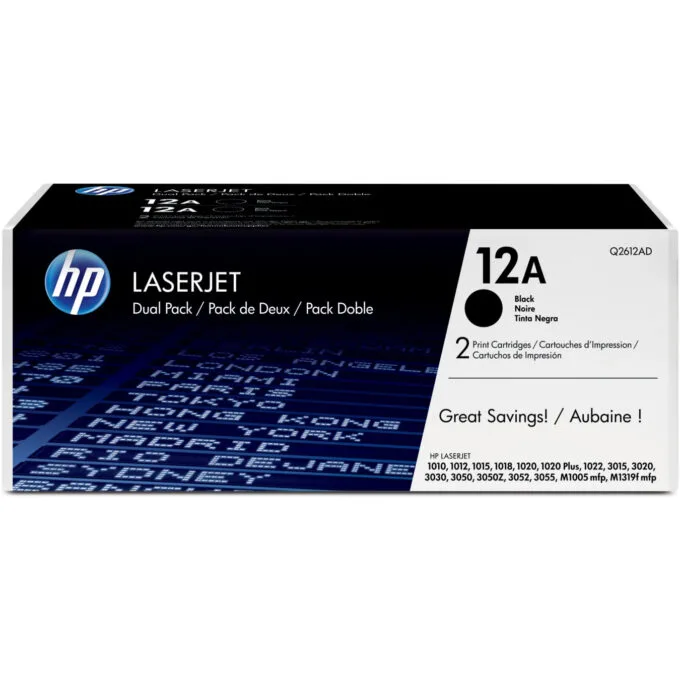 HP 12A - Q2612AD - Original Black LaserJet Toner, Standard Yield, 2-Pack — image 1