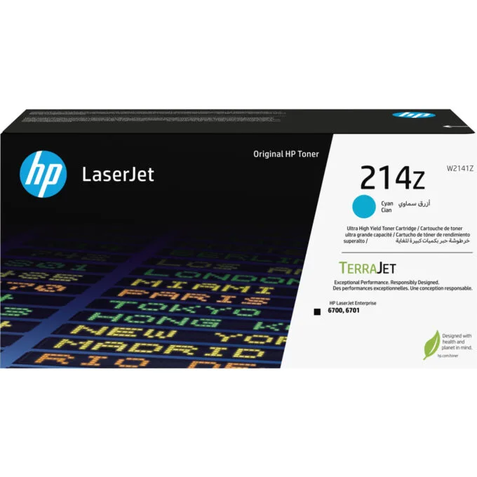 HP 214Z Ultra High Yield Toner Cartridge - Original Cyan - For LaserJet Enterprise 6700/6701/X654 — image 1