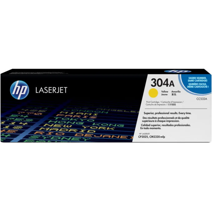 HP 304A Original Yellow LaserJet Toner Cartridge - CC532A - 2800-page Standard Yield, ColorSphere — image 1