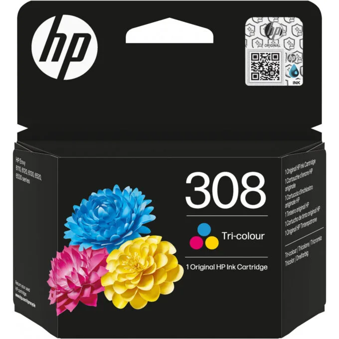 HP 308 Tri-Color Original Ink Cartridge - Standard Yield Dye Ink — image 1