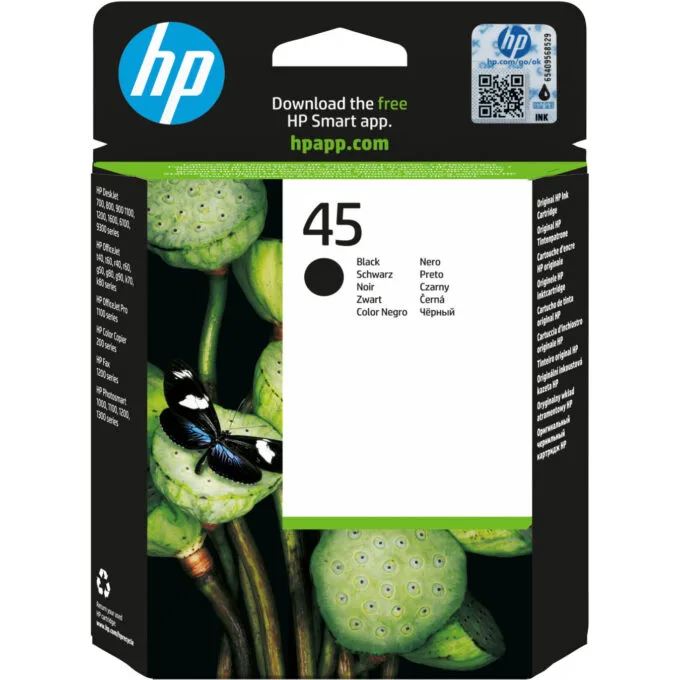 HP 45 Original Ink Cartridge - 514645AE - Black High Capacity 42ml (930 pages) - 1 Pack — image 1