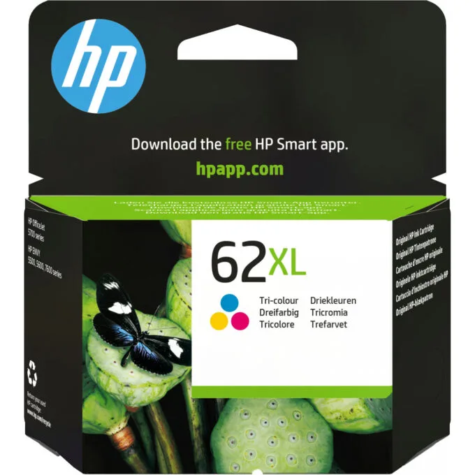 HP 62XL Tri-Color Original Ink Cartridge - C2P07AE - Cyan, Magenta, Yellow, High Yield 415 pages — image 1