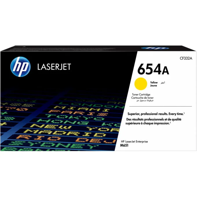 HP 654A Original Toner Cartridge - CF332A - Yellow, Standard Yield, 15000 pages, 1-pack — image 1