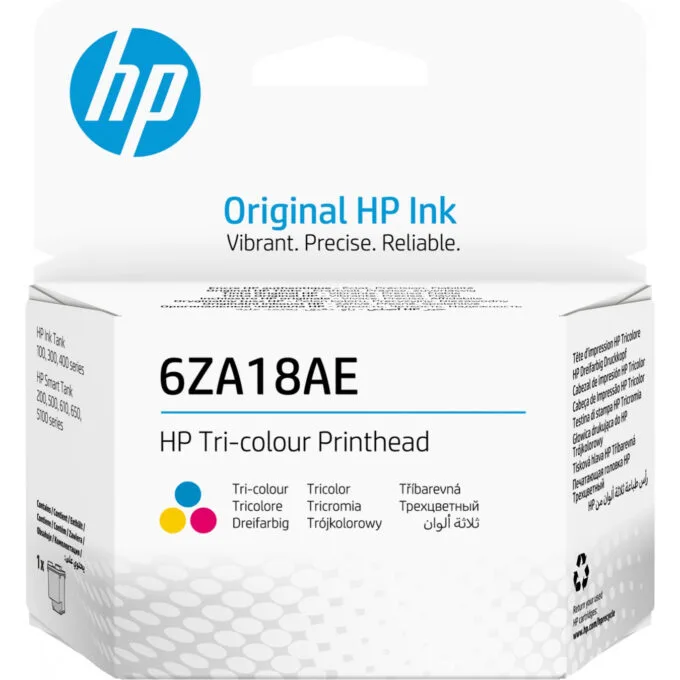 HP 6ZA18AE Tri-Color Printhead - Cyan/Magenta/Yellow - Fits HP Smart Tank & Tank 5100 Series — image 1