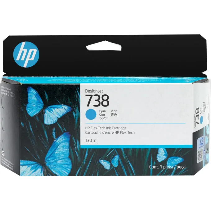 HP 738 130-ml Cyan Ink Cartridge - Original HP Cartridge for DesignJet T850/T950 — image 1