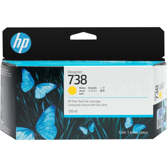 HP 738 130-ml Yellow Ink Cartridge - Original HP 738 - For DesignJet T850/T950 — image 1
