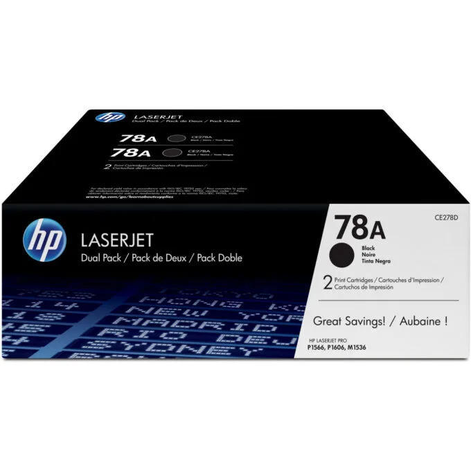 HP 78A Original LaserJet Toner Cartridge - CE278AD - Black, Standard Yield, 4200 Pages — image 1