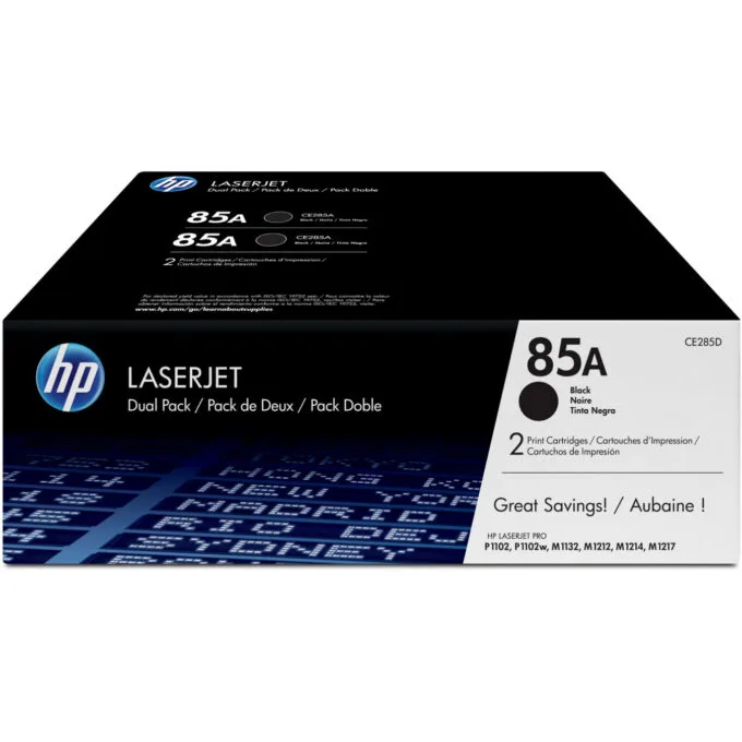 HP 85A Original LaserJet Toner Cartridge CE285AD - Black, Standard Yield - 2-Pack — image 1