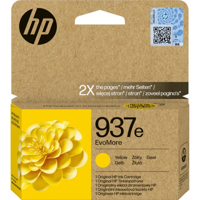 HP EvoMore Ink Cartridge - 937e - Original Yellow, XL High Yield (1650 pages) Single Pack — image 1