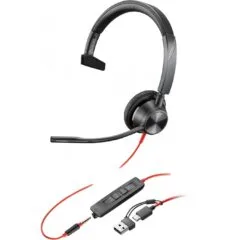 HP Poly Headset Blackwire - C3315-M - Black, Mono, USB-C, 3.5 mm, Teams