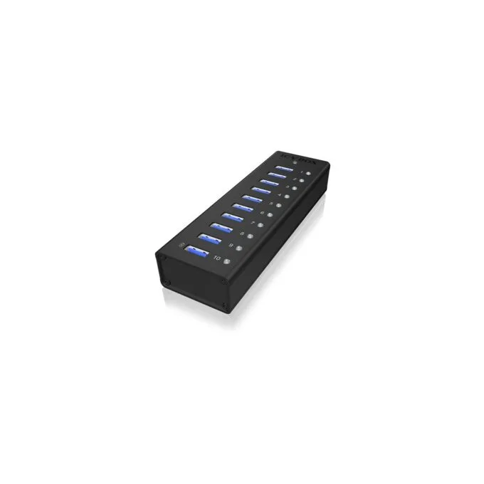 HUB 10 Port. Ladeport Aluminium-mit Netzteil ICY BOX - Black, Aluminium, 100-240 V input, 12 V output, 4 A — image 2