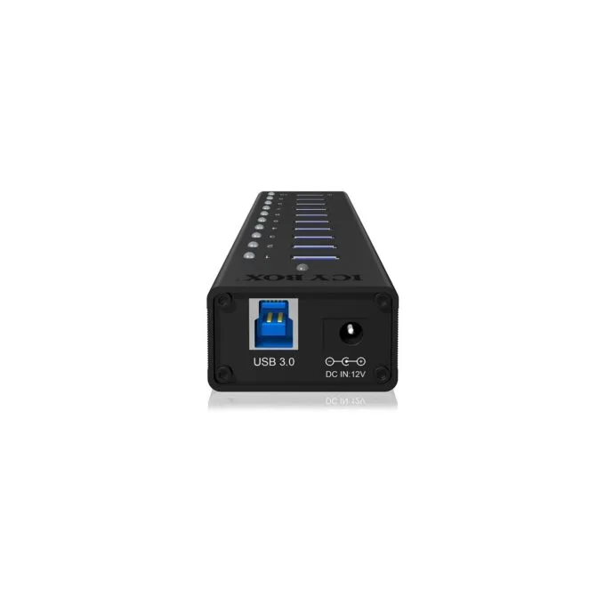HUB 10 Port. Ladeport Aluminium-mit Netzteil ICY BOX - Black, Aluminium, 100-240 V input, 12 V output, 4 A — image 3