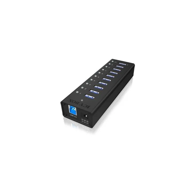 HUB 10 Port. Ladeport Aluminium-mit Netzteil ICY BOX - Black, Aluminium, 100-240 V input, 12 V output, 4 A — image 4