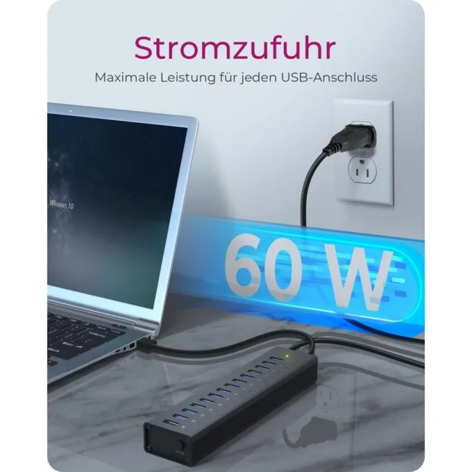 HUB USB 3.0 . 13 Port. +1x Ladeport Aluminium-mit Netzteil ICY BOX — image 4