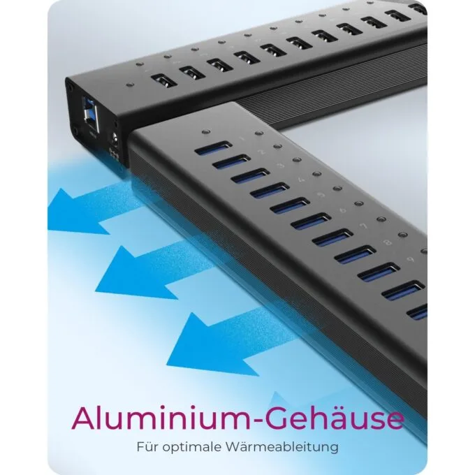HUB USB 3.0 . 13 Port. +1x Ladeport Aluminium-mit Netzteil ICY BOX — image 6
