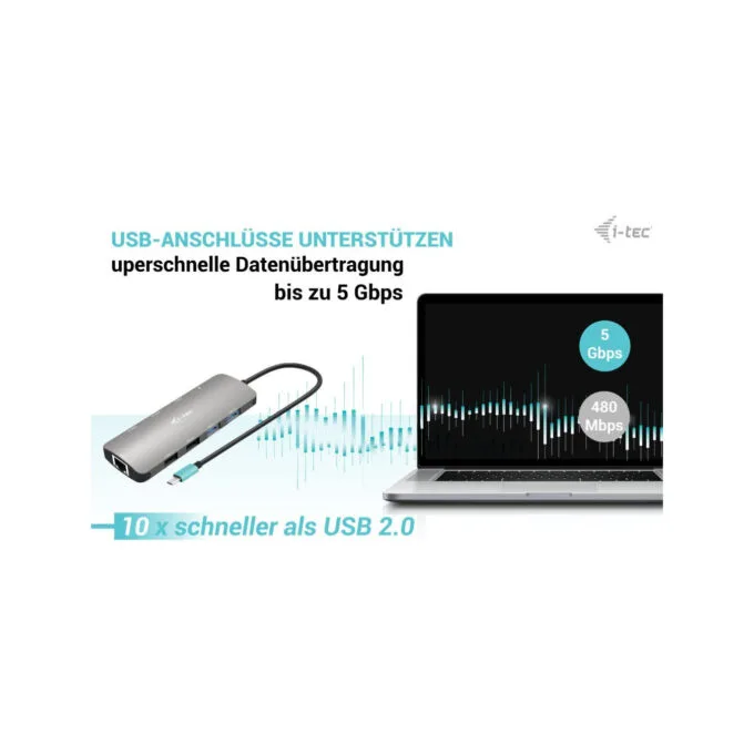 i-tec Metal Nano USB-C Dock - 2×HDMI, 100W Power Delivery, Silver, Dual Display, USB 3.2 Gen1 — image 8