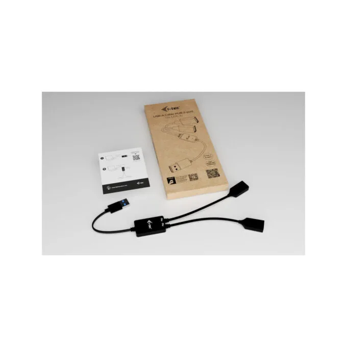 i-tec USB-A Cable Hub 2-Port - 2x USB-A 3.2 Gen 1 (5 Gbit/s), 10 cm Cable, Black — image 2
