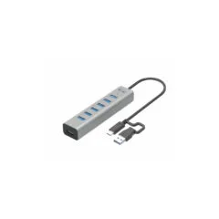 i-tec USB-C 7-Port Charging Hub - USB 3.2 Gen 1 5Gbps - Grey, 0.3m Cable