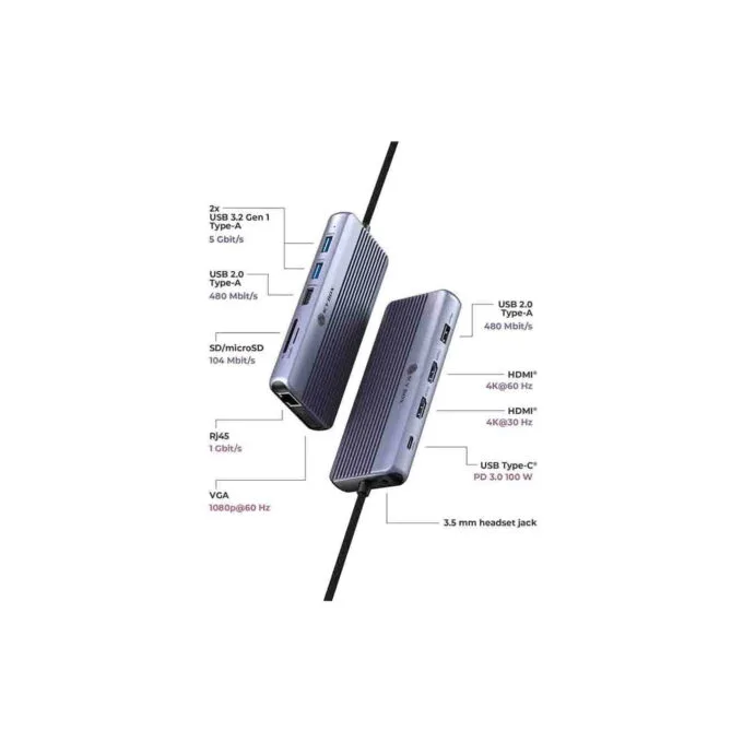 IB-DK4062-CPD ICY BOX 12-in-1 USB-C Dock Triple Video PD100W — image 2