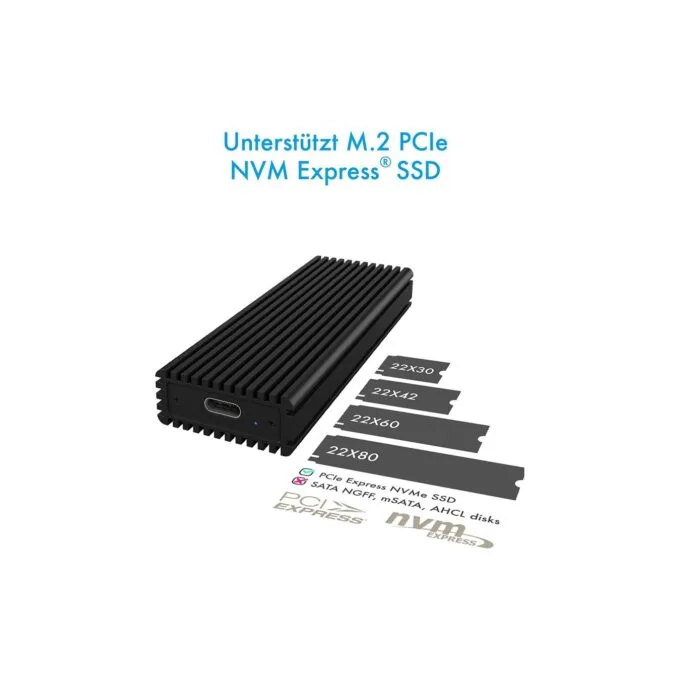 ICY BOX External USB-C 3.1 NVMe M.2 Enclosure - IB-1816M-C31 - Aluminium, Black — image 2
