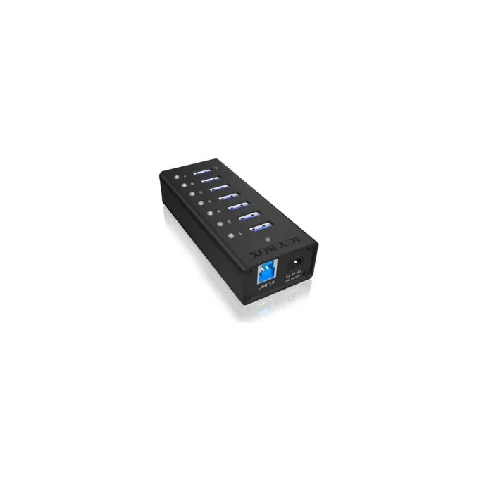 ICY BOX HUB 7Port - IB-AC618 - Black Aluminium, 7x USB 3.2 Gen 1 (3.1 Gen 1) Type-A & Type-B, 0.8 m — image 1