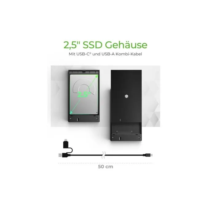 ICY BOX IB-200T-C3 - 2.5" SATA SSD Enclosure, USB 3.2 Gen1, USB-C, Black — image 2