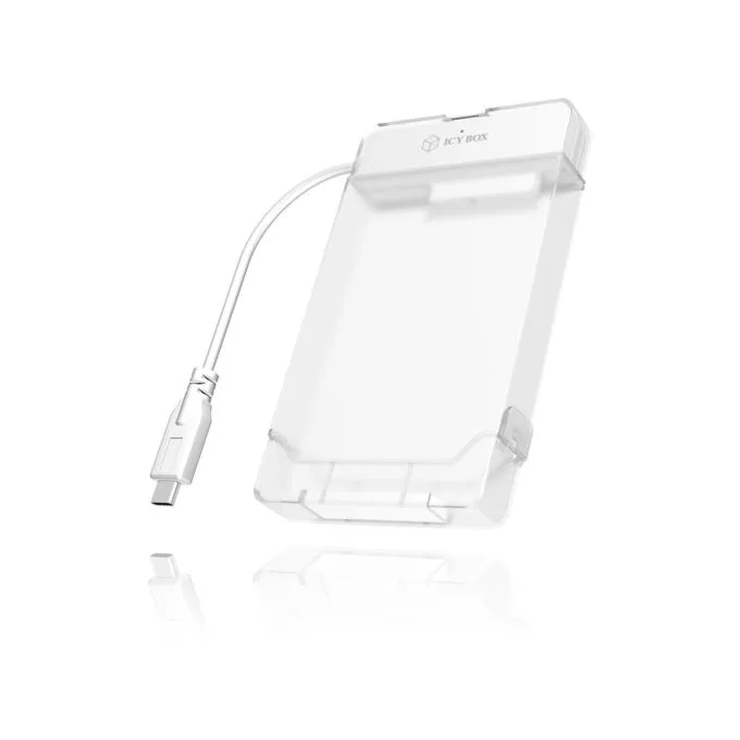 ICY BOX IB-AC703-C - 2.5" HDD/SSD Enclosure with USB-C, SATA III, 9.5 mm, Translucent White — image 1