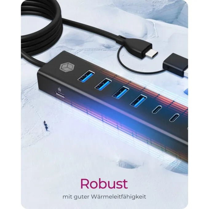 ICY BOX IB-HUB1737-C3 USB-C USB-A 3.2 HUB 7-Port 4xUSB-A 3xUSB-C - IB-HUB1737-C3 - Black, Aluminium, 7-port hub — image 5