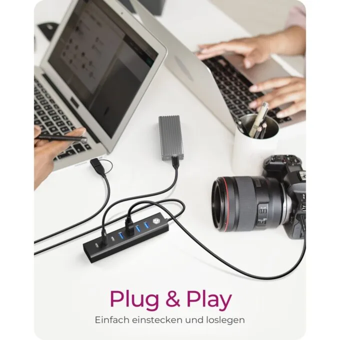 ICY BOX IB-HUB1737-C3 USB-C USB-A 3.2 HUB 7-Port 4xUSB-A 3xUSB-C - IB-HUB1737-C3 - Black, Aluminium, 7-port hub — image 7