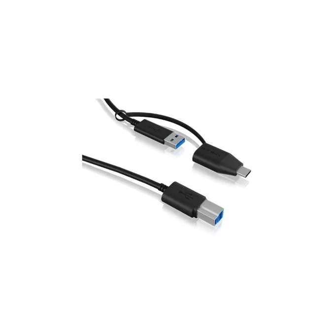 ICY BOX USB-A to USB-B (ST-ST) 1m + USB-A to USB-C (BU-ST) Adapter - Black — image 4