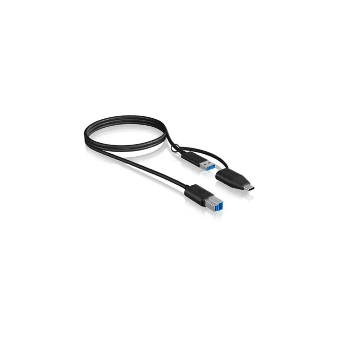 ICY BOX USB-A to USB-B (ST-ST) 1m + USB-A to USB-C (BU-ST) Adapter - Black — image 8