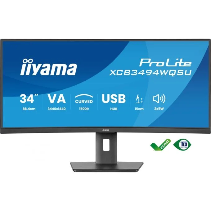 IIYAMA 86.7cm (34') XCB3494WQSU-B1 - 34'' Curved 21:9 IPS Monitor with 2x HDMI, DP, USB — image 2