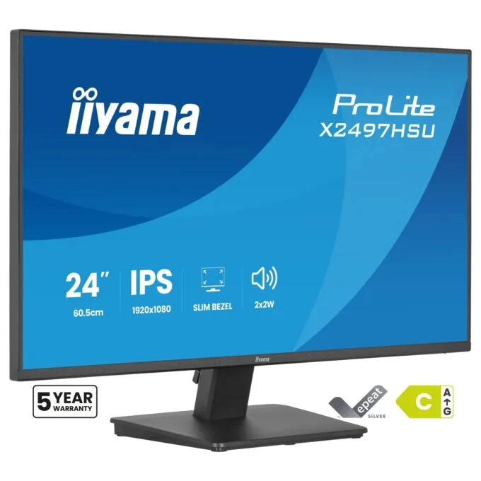iiyama ProLite - X2497HSU-B1 - 60.5 cm (23.8") (1920x1080) 16:9 IPS 4ms 120Hz HDMI DisplayPort USB VESA Speaker Black — image 1