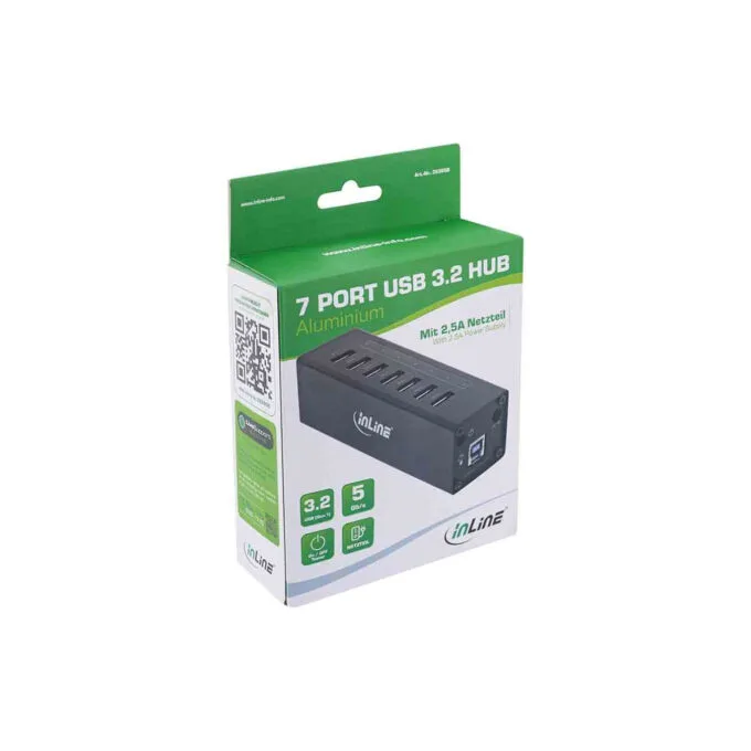 Inline 35395B USB 3.2 7-Port Aluminum Hub w/2.5A PSU Black — image 3