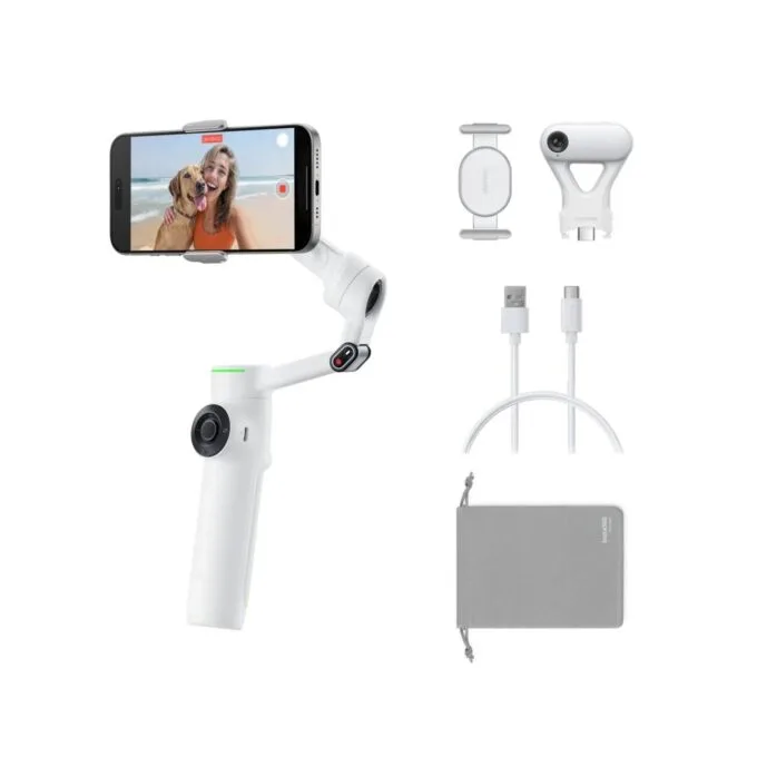 Insta360 Flow 2 AI Tracker Bundle White - Flow 2 - AI Tracker Bundle White - A.I. Powered Gimbal Stabilzer for Smartphone — image 1