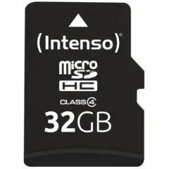 Intenso microSDHC 32GB - 3403480 - Class 4, 20 MB/s Read, 5 MB/s Write, Black, incl. SD Adapter