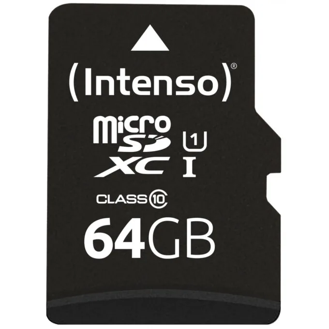 Intenso microSDXC 64GB UHS-I U1 Class 10 – 90 MB/s (Model 3423490) – Blister Pack — image 1