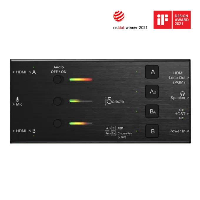 j5create Capture Card - JVA06 - Dual HDMI to USB-C A 1080p 3.5mm DSLR PD Windows Android — image 3