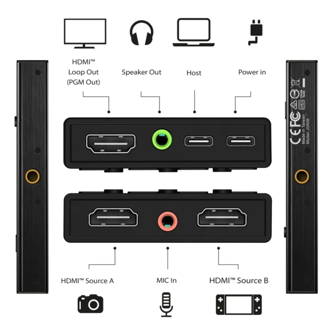 j5create Capture Card - JVA06 - Dual HDMI to USB-C A 1080p 3.5mm DSLR PD Windows Android — image 4