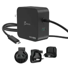 j5create Charger - JUP25102V - Wall Travel 102W GaN 2xUSB-C + USB-C Cable