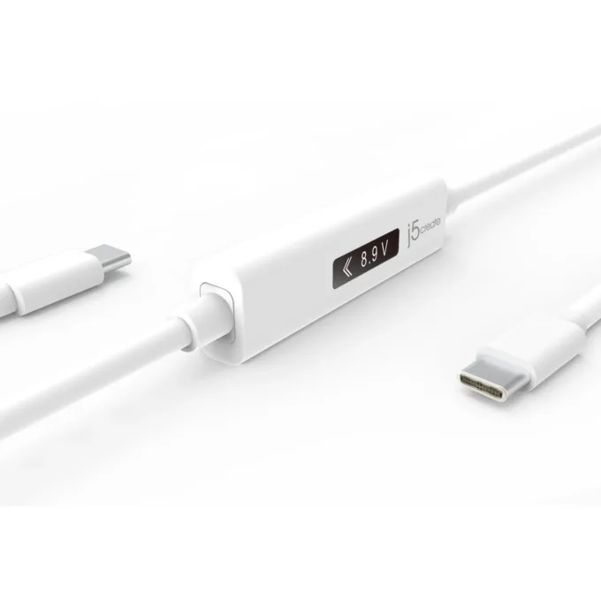 j5create JUCP14 USB-C to USB-C Cable w/ OLED Power Meter 100W 1.2m — image 2