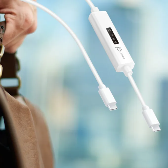 j5create JUCP14 USB-C to USB-C Cable w/ OLED Power Meter 100W 1.2m — image 6
