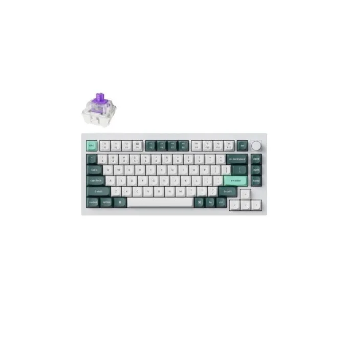 Keychron Q1 HE Q1H-P1 QMK White Wireless Hall Effect Keyboard Purple Switch 75% US — image 1