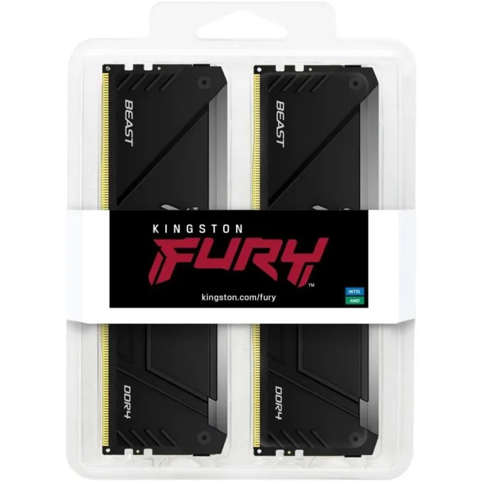 Kingston 32GB (2 x 16GB) DDR4 3600MT/s CL18 DIMM Kit, FURY Beast RGB, Heatsink — image 3