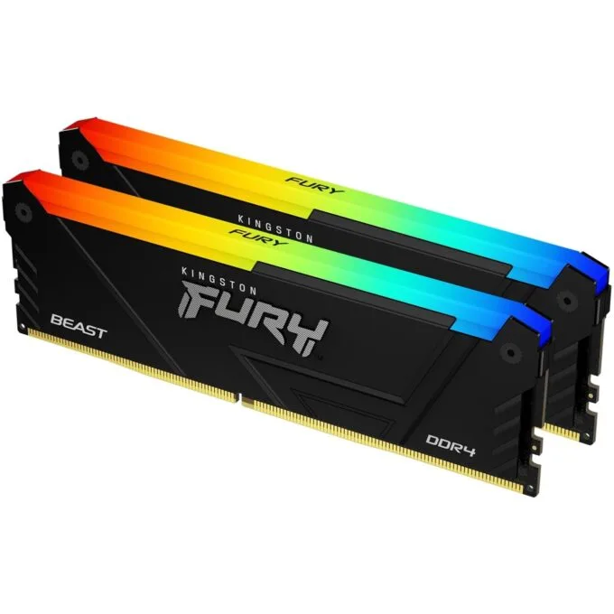 Kingston 32GB (2 x 16GB) DDR4 3600MT/s CL18 DIMM Kit, FURY Beast RGB, Heatsink — image 1