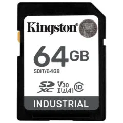 Kingston 64GB SDXC Industrial Card -40°C to 85°C - Black, UHS-I (SDHC), U3, V30, Class 10