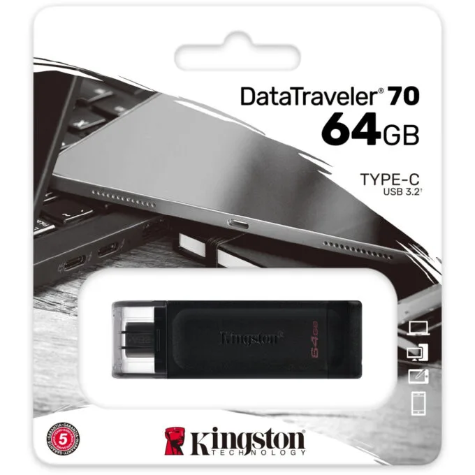 Kingston DataTraveler 70 - 64GB USB-C 3.2 Gen 1 Flash Drive - Black — image 5