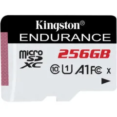 Kingston High Endurance microSDXC Card - 256GB - Class 10 UHS-I U1 A1, 95/45 MB/s, Black/White