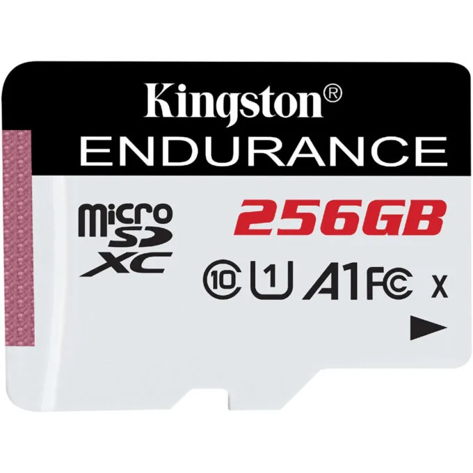 Kingston High Endurance microSDXC Card - 256GB - Class 10 UHS-I U1 A1, 95/45 MB/s, Black/White — image 1