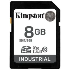 Kingston Industrial 8GB pSLC SD Card - Black, Class 10 UHS-I (U3/V30), 100/80MB/s, -40–85°C